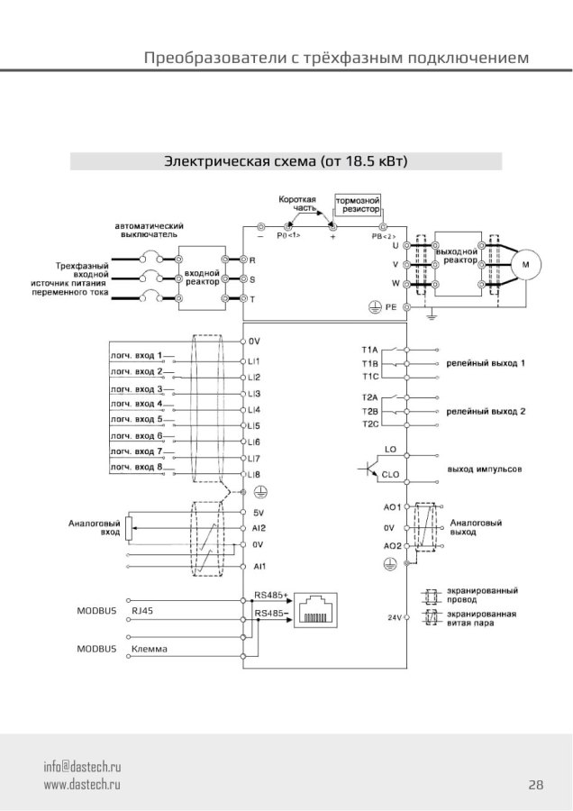 Преобразователь частоты Dastech D32-T3-18G/22P, 18,5/22 кВт, 380 В
